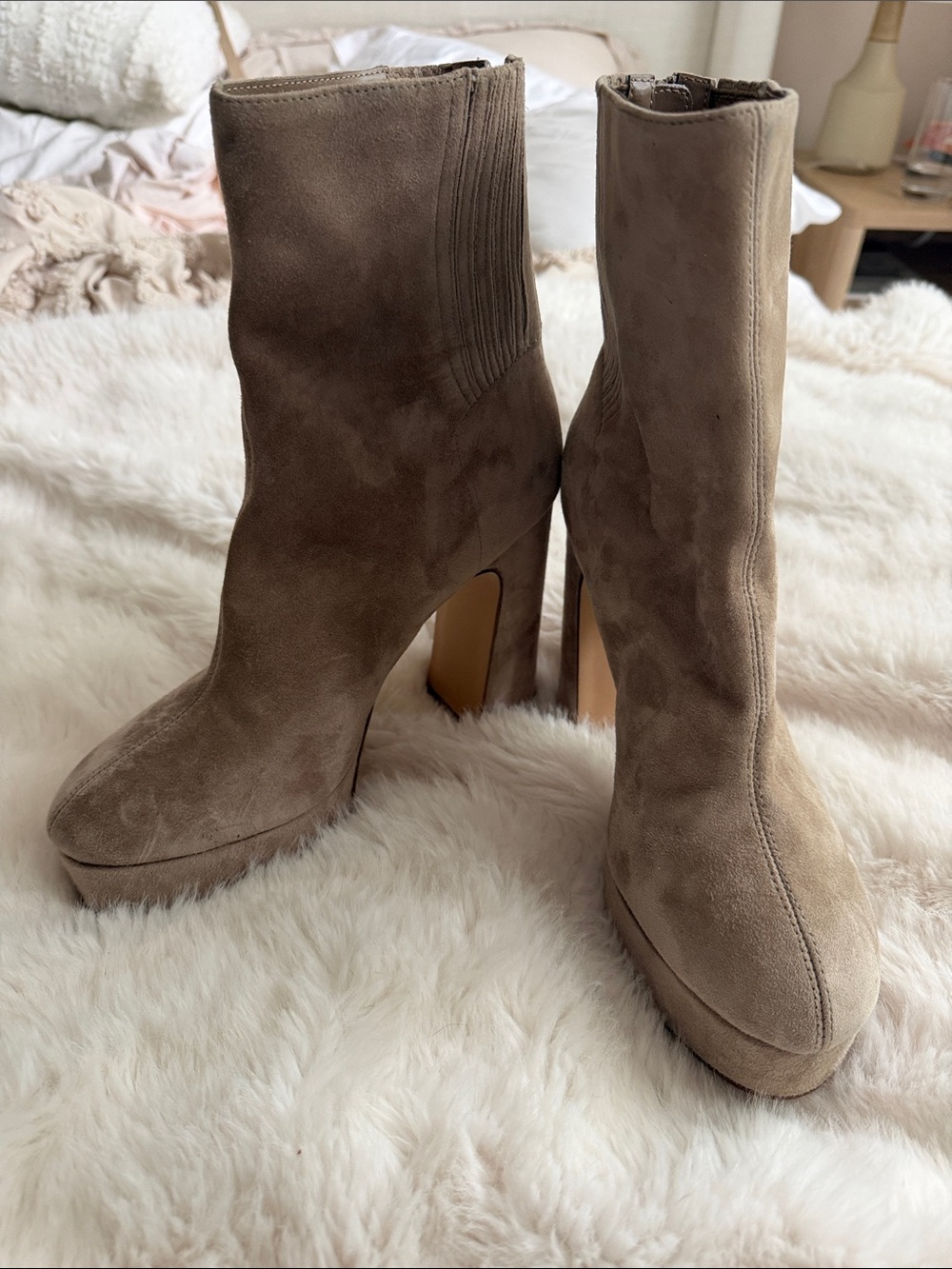 Steve Madden Orlie Suede Platform Block Heel Ankle Boots